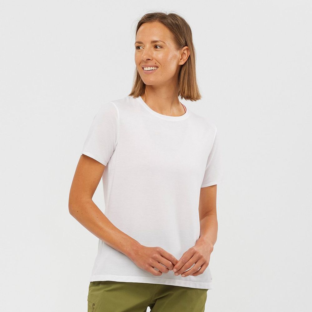 Salomon Israel ESSENTIAL SLEEVE - Womens T shirts - White (DOYM-91843)